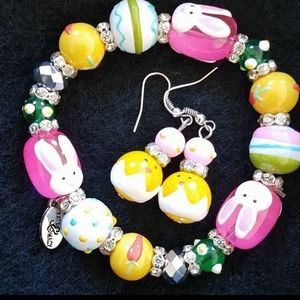 Easter Bunny Bracelet & Earrings Set